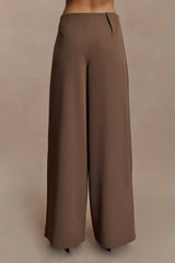 Arlo Wide Leg Suiting Trouser - Cacao Brown