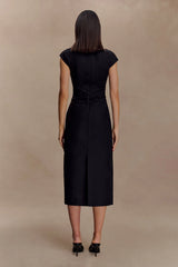 Lorena Cotton Midi Dress - Black