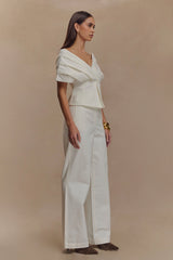 Rayne Off Shoulder Denim Top - White