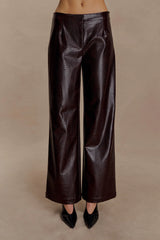 Henry Croc Faux Leather Straight Leg Pants - Dark Chocolate