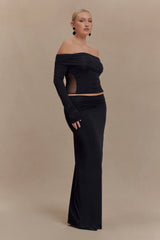 Judy Slinky And Mesh Maxi Skirt - Black