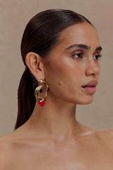 Marna Large Hoop Earrings With Stones - Gold