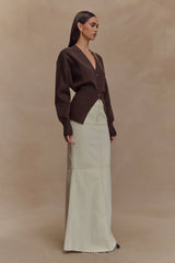 Alexia Buttoned Oversized Cardigan - Dark Chocolate