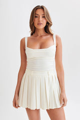 Hailey Slinky Long Line Sweetheart Top - Ivory