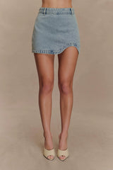 Alessia Embroidered Denim Mini Skirt - Light Vintage