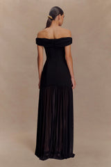 Kellie Off Shoulder Crepe Maxi Dress - Black