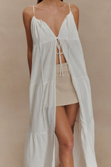 Lenny Front Tie Top - White