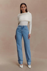 Kirralee Straight Leg Cuffed Jeans - Classic Blue