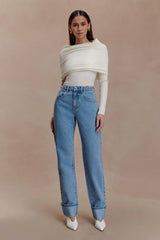Kirralee Straight Leg Cuffed Jeans - Classic Blue