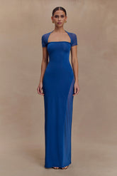 Wyatt Slinky And Mesh Maxi Dress - Cobalt Blue