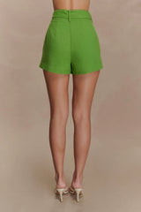 Scout Linen Belted Shorts - Green