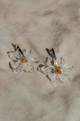 Naomi Acrylic Flower Earring - Gold
