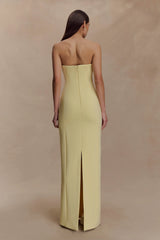 Kalila Strapless Crepe Maxi Dress - Lemon