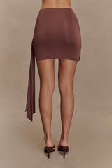 Alicent Slinky Beaded Mini Skirt - Chocolate