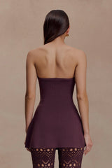 Anette Bandage Knit Strapless Top - Chocolate