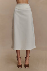 Cecilia Denim A-Line Midi Skirt - White