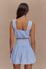 Gretel Sleeveless Crop Top - Blue Pinstripe