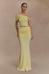 Irene Gathered Knit Top - Lemon