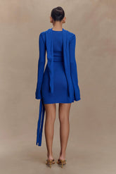 Taron Knit Mini Dress With Scarf - Cobalt