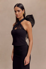 Maryam Tulle Bow Top - Black