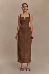 Liam Faux Suede Maxi Dress - Dark Chocolate
