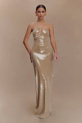 Winston Strapless Sequin Maxi Dress - Taupe