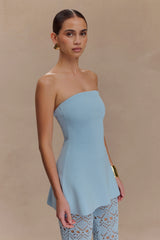 Anette Bandage Knit Strapless Top - Sky Blue
