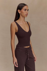 Natalya Ribbed Knit Cami Top - Dark Chocolate