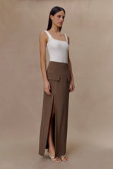 Aisling Ribbed Square Neck Sleeveless Top - Ivory