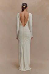 Louisa Long Sleeve Slinky Maxi Dress - Ivory
