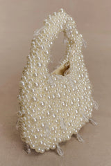 Amara Pearl Teardrop Beaded Bag - White
