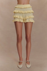 Amy Pointelle Knit Frill Bloomers - Lemon
