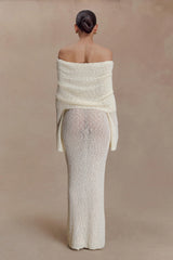 Marisol Off Shoulder Boucle Maxi Dress - Ivory