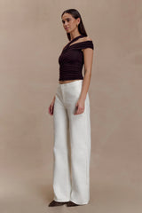 Anna One Shoulder Modal Top - Cacao Brown