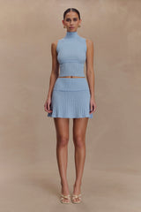 Indy Pointelle Knit Mini Skirt - Cornflower Blue