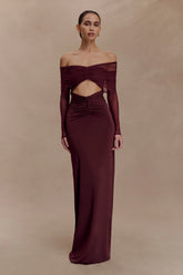 Rafaella Slinky And Mesh Maxi Dress - Mahogany