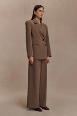 Arlo Wide Leg Suiting Trouser - Cacao Brown
