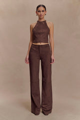 Logan Faux Suede Pants - Dark Chocolate