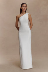 Milena One Shoulder Crepe Maxi Dress - White