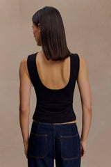 Kyra Open Back Scuba Crepe Top - Black
