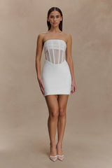 Palmer Mesh Corset Mini Dress - Ivory