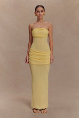 Elora Strapless Knit Maxi Dress - Lemon
