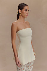 Anette Bandage Knit Strapless Top - Ivory