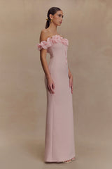 Nova Ruffle Off Shoulder Maxi Dress - Ballet Pink