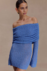 Marisol Off Shoulder Boucle Mini Dress - Periwinkle
