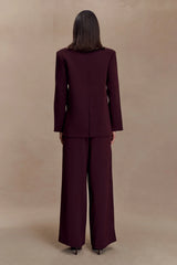 Arlo Wide Leg Suiting Trouser - Mahogany