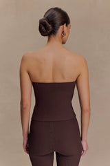 Elodie Strapless Cupped Knit Top - Chocolate