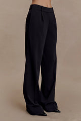 Fatima Satin Straight Leg Pant - Black