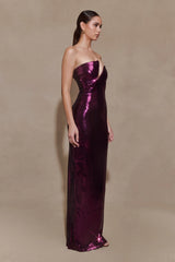 Winston Strapless Sequin Maxi Dress - Plum