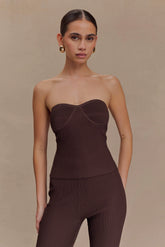 Elodie Strapless Cupped Knit Top - Chocolate